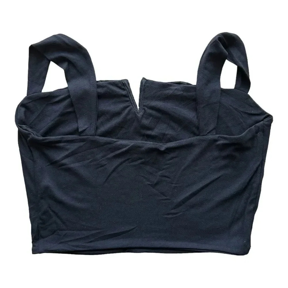 Naked wardrobe Black Flare Pant Soft Cropped Top Tank 2 PC Set Outfit Size 1X - Picture 15 of 15